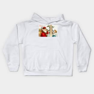 A Merry Christmas With Santa and Child On Telephone Kids Hoodie